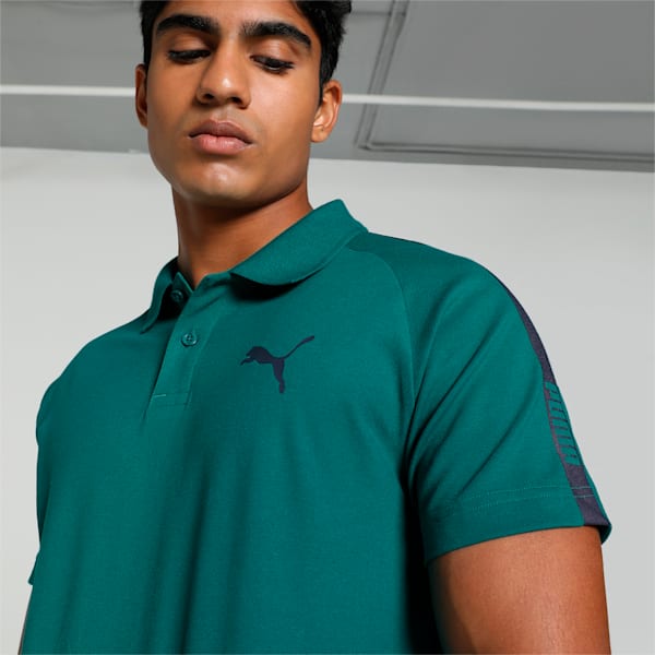 Men's Raglan Slim Fit T-Shirt, Green Lagoon-PUMA Navy, extralarge-IND