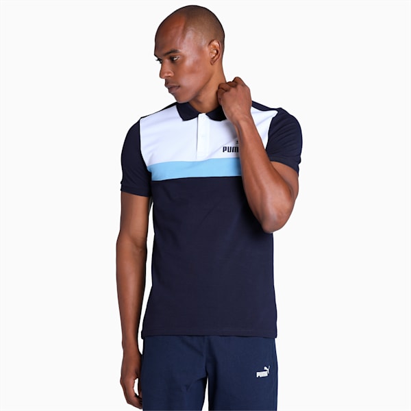 Stylized Colorblock Men's Slim Fit Polo, New Navy, extralarge-IND
