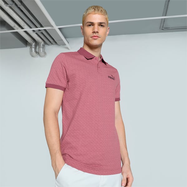 Jacquard Men's Slim Fit Polo, Wood Violet-Hibiscus Flower, extralarge-IND