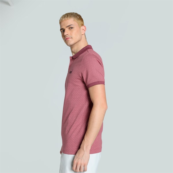 Jacquard Men's Slim Fit Polo, Wood Violet-Hibiscus Flower, extralarge-IND