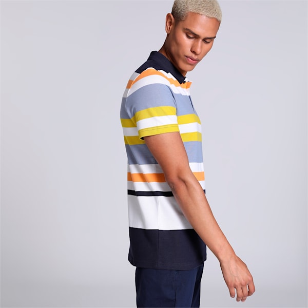 Multicolor Striper Men's Slim Fit Polo, PUMA White, extralarge-IND