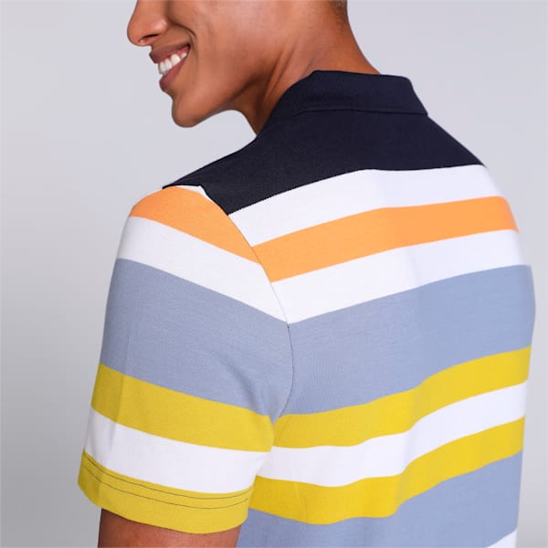 Multicolor Striper Men's Slim Fit Polo, PUMA White, extralarge-IND