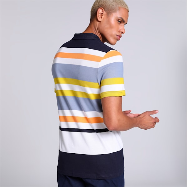 Multicolor Striper Men's Slim Fit Polo, PUMA White, extralarge-IND