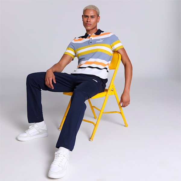 Multicolor Striper Men's Slim Fit Polo, PUMA White, extralarge-IND