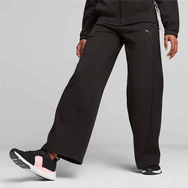 Women's wide-leg sweatpants - black