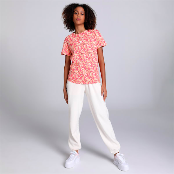 Floral Print Women's Crew-Neck Relaxed Fit T-Shirt, Loveable, extralarge-IND