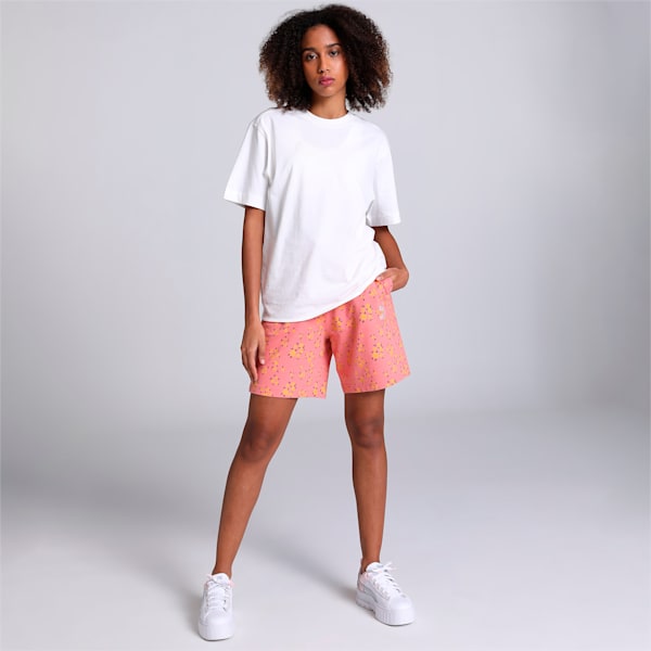 Floral Print Women's Relaxed Fit Shorts, Hibiscus Flower, extralarge-IND