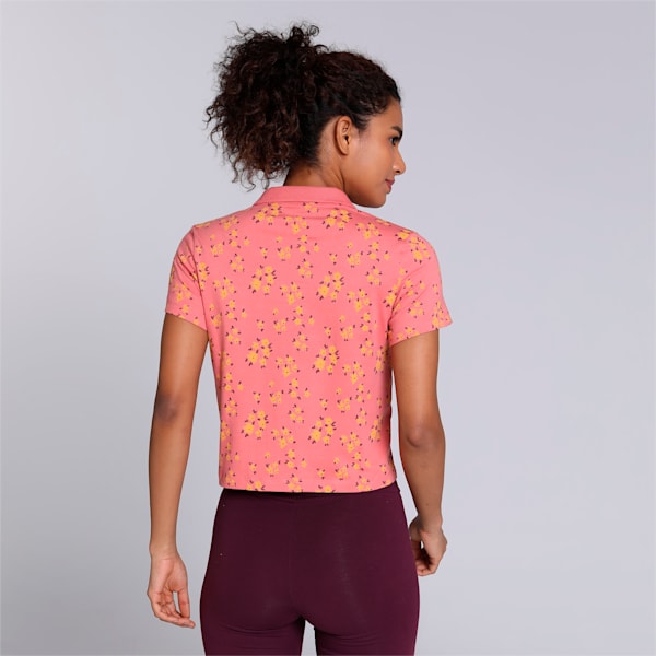 AOP Women's Regular Fit Polo T-shirt, Hibiscus Flower, extralarge-IND