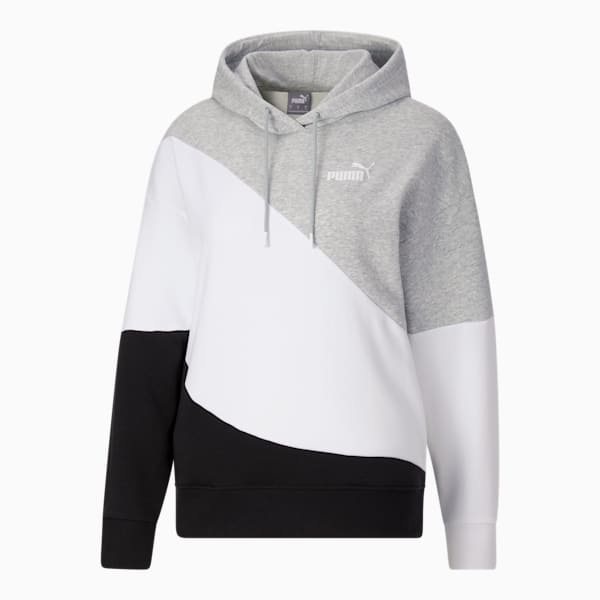 Hoodie PUMA POWER Femme, Light Gray Heather-PUMA White, extralarge