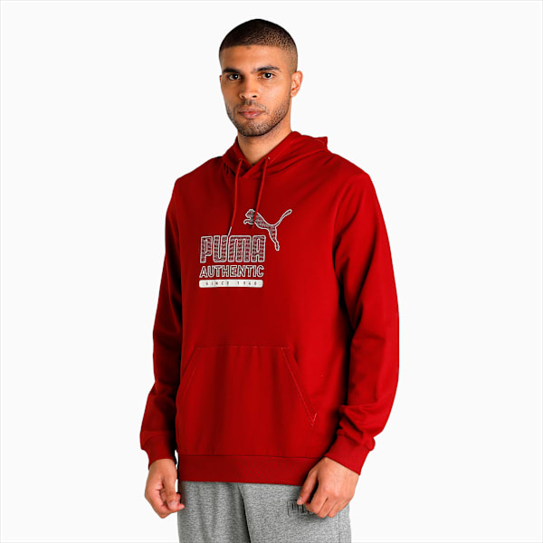 Cat Graphic Men's Hoodie, Intense Red, extralarge-IND