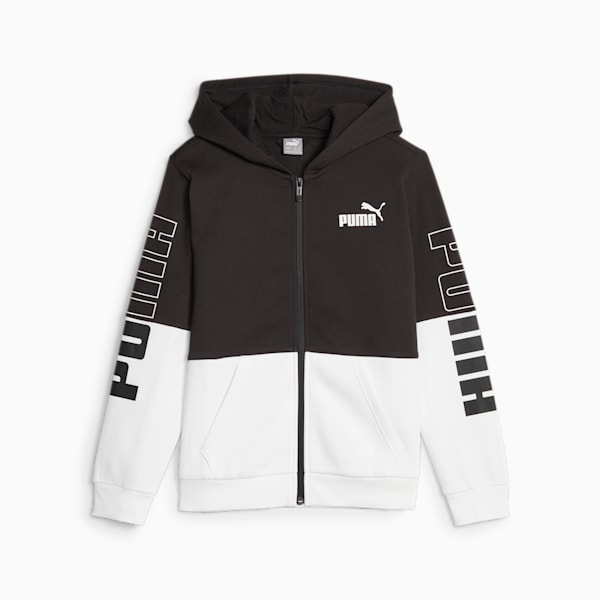 POWER Full-Zip Youth Hoodie, PUMA Black, extralarge-IND