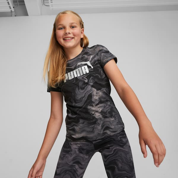 Essentials+ Marbleized Girls' Tee, PUMA Black, extralarge