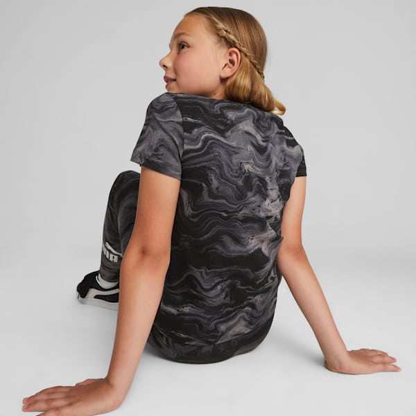 Essentials+ Marbleized Girls' Tee, PUMA Black, extralarge