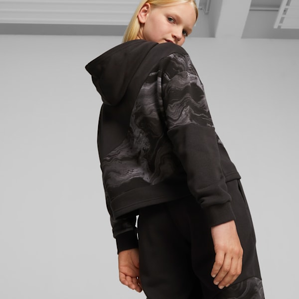 POWER Marbleised Youth Hoodie, PUMA Black, extralarge-IND