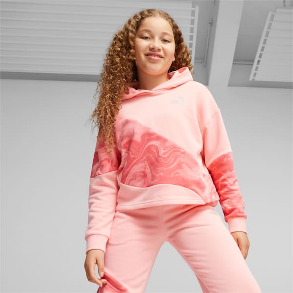 PUMA POWER Marbleized Big Kids' Hoodie, Peach Smoothie, extralarge