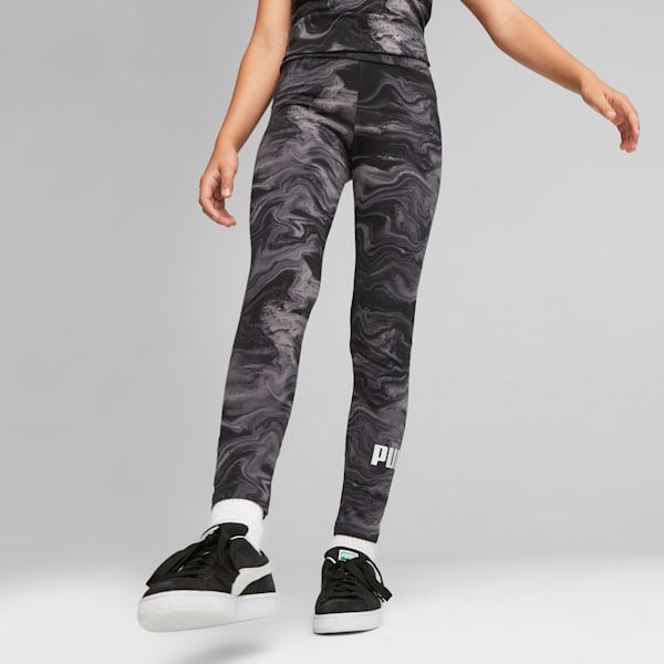 MARBLEIZED Youth Leggings, PUMA Black, extralarge-IND