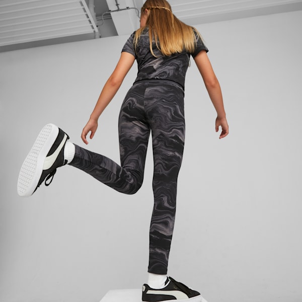 ESS+ MARBLEIZED Youth Leggings, PUMA Black, extralarge-IND