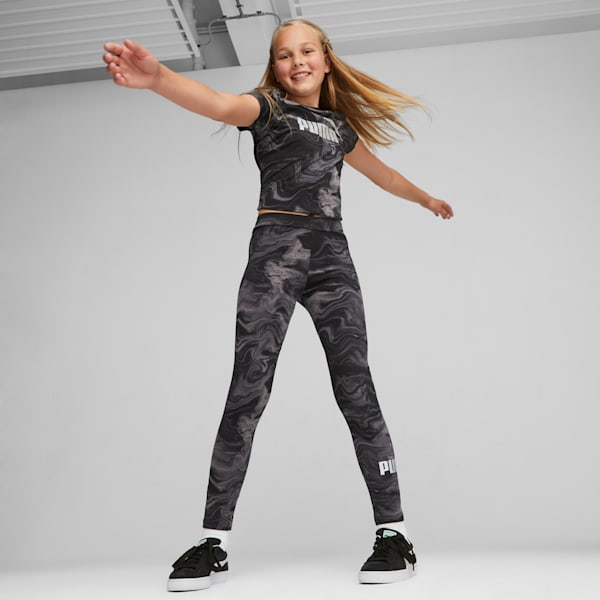 ESS+ MARBLEIZED Youth Leggings, PUMA Black, extralarge-IND