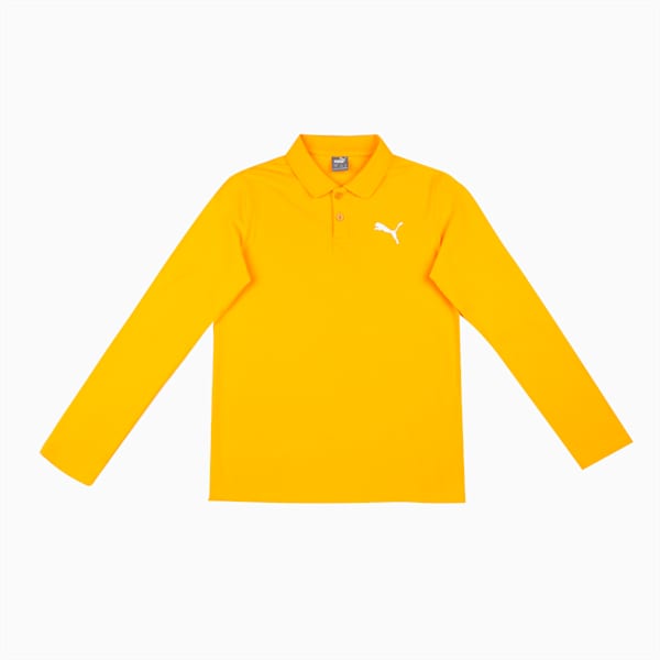 Long Sleeve Boy's Regular Fit Polo, Tangerine, extralarge-IND