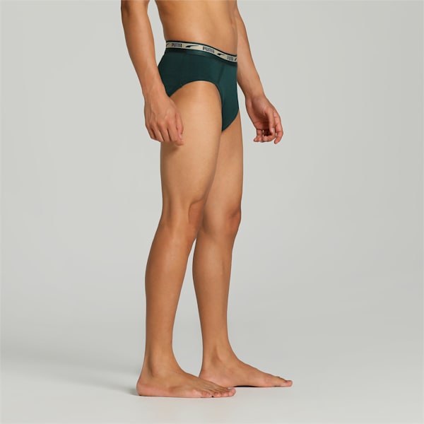 Stretch Plain Men's Briefs Pack of 2 with EVERFRESH Technology, Peacoat-Green Gables, extralarge-IND