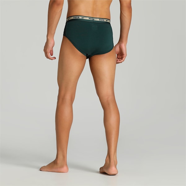 Stretch Plain Men's Briefs Pack of 2 with EVERFRESH Technology, Peacoat-Green Gables, extralarge-IND