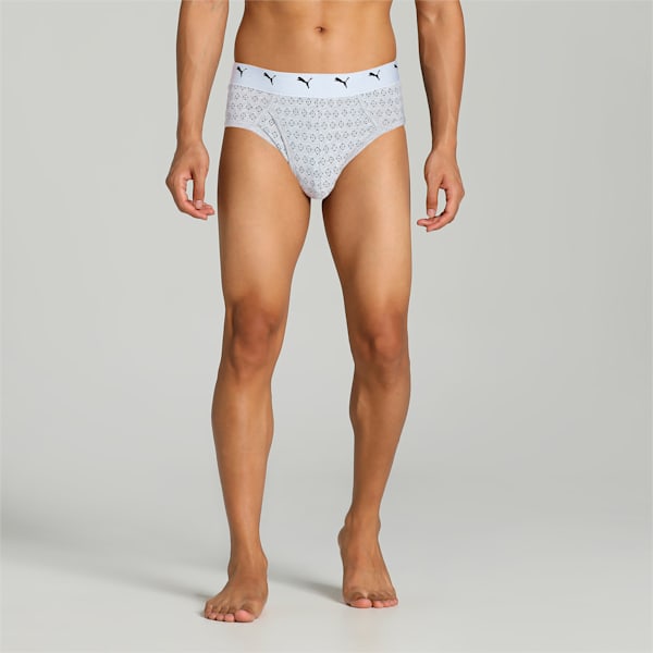 Stretch AOP Men's  Briefs Pack of 2, Light Gray Heather-Peacoat