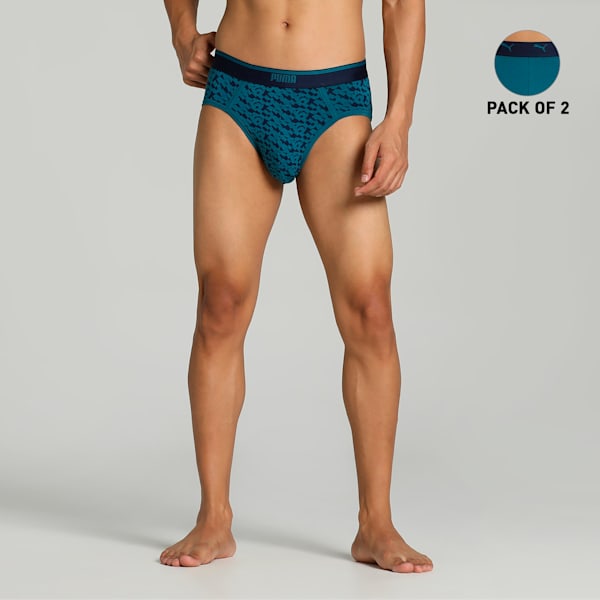 Stretch AOP Men's Briefs Pack of 2 with EVERFRESH Technology, Peacoat-Blue Coral, extralarge-IND