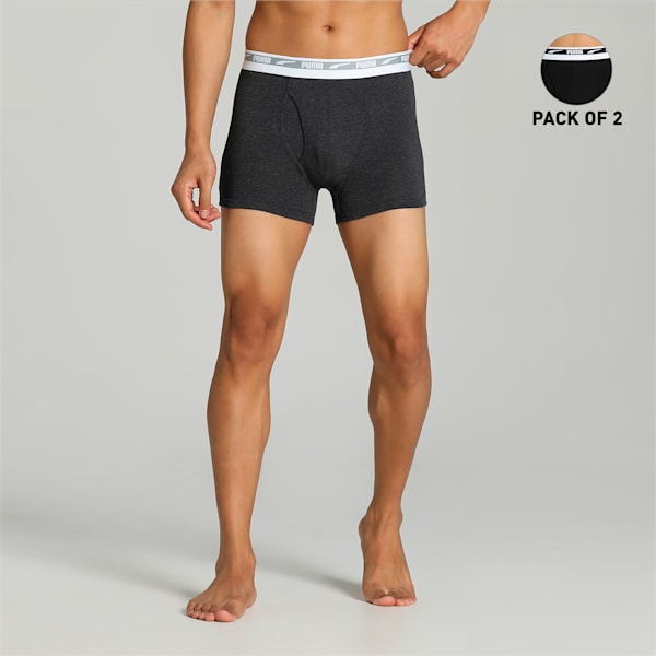 Stretch Plain Men's Trunks Pack of 2 with EVERFRESH Technology, Puma Black-Dark Gray Heather, extralarge-IND
