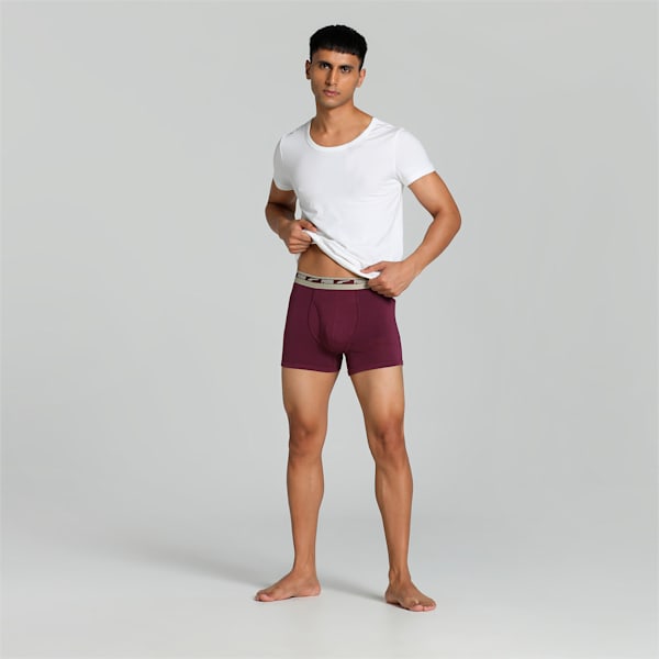 Stretch Plain Men's Trunks Pack of 2 with EVERFRESH Technology, Dark Night-Grape Wine, extralarge-IND