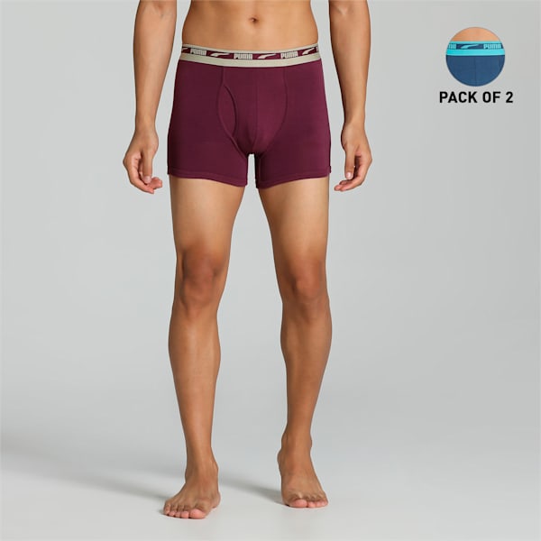 Stretch Plain Men's Trunks Pack of 2 with EVERFRESH Technology, Dark Night-Grape Wine, extralarge-IND