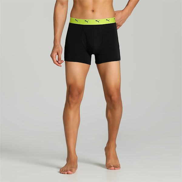 Stretch Plain Men's Trunks Pack of 2 with EVERFRESH Technology, Puma Black-Limepunch-Puma Black-Cherry Tomato, extralarge-IND