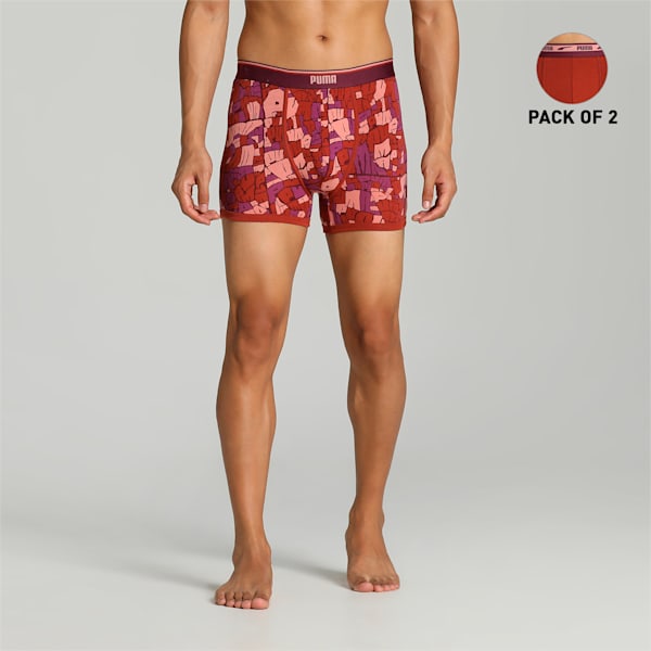 Stretch AOP Men's Trunks Pack of 2 with EVERFRESH Technology, Grape Wine-Chili Oil, extralarge-IND