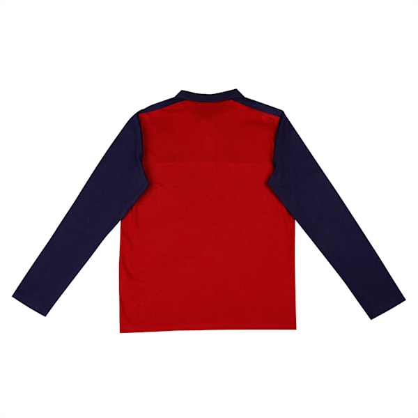 Colorblock Longsleeve Youth Regular Fit Polo, Rhubarb-Peacoat, extralarge-IND