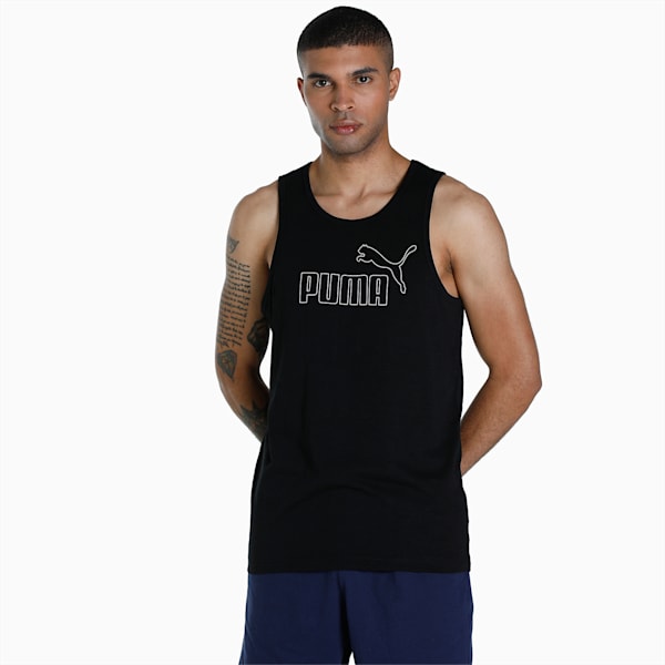 Men's Slub Tank Tops Pack of 2, Puma Black-Cherry Tomato, extralarge-IND