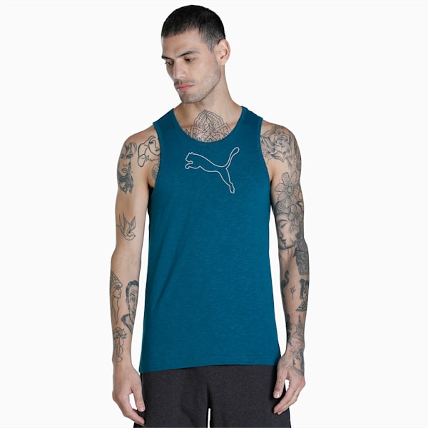 Men's Slub Tank Tops Pack of 2, Chili Oil-Blue Coral, extralarge-IND