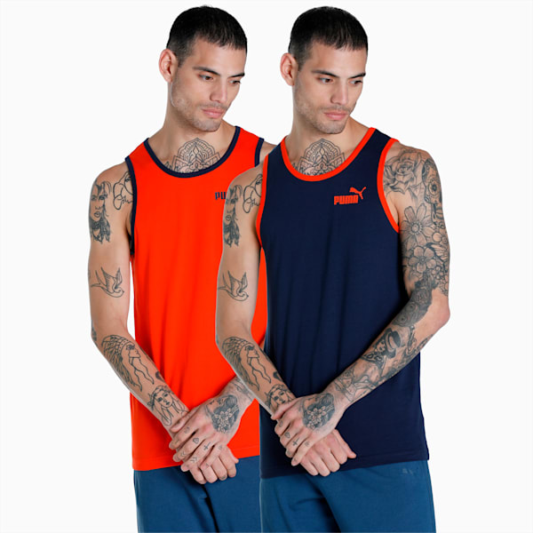 Men's Contrast Tank Tops Pack of 2, Cherry Tomato-Peacoat, extralarge-IND