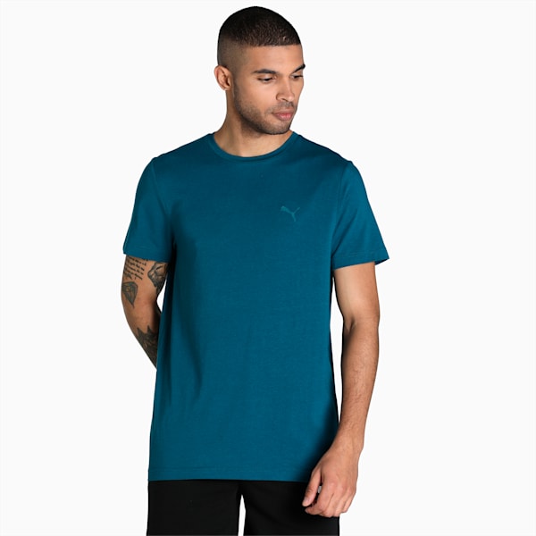 Premium Soft Touch Crew-Neck Men's T-Shirt, Blue Coral, extralarge-IND