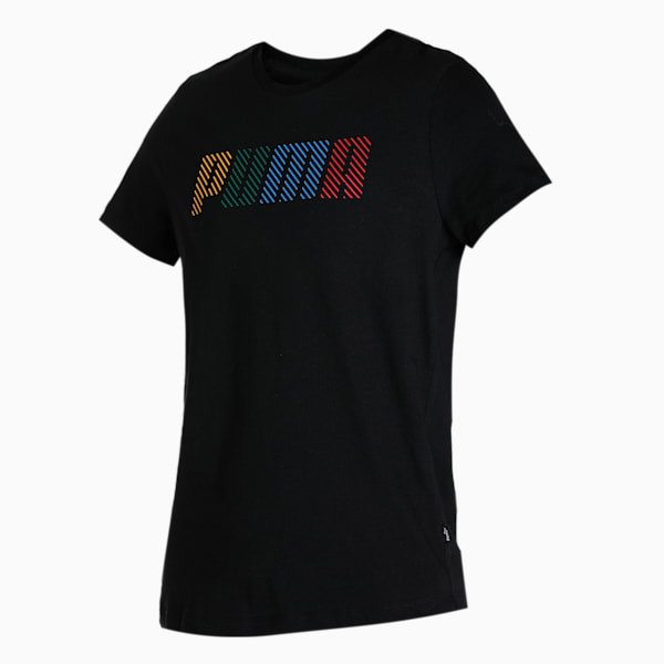 PUMA Multicolor Logo Women's Regular Fit T-Shirt, Puma Black, extralarge-IND