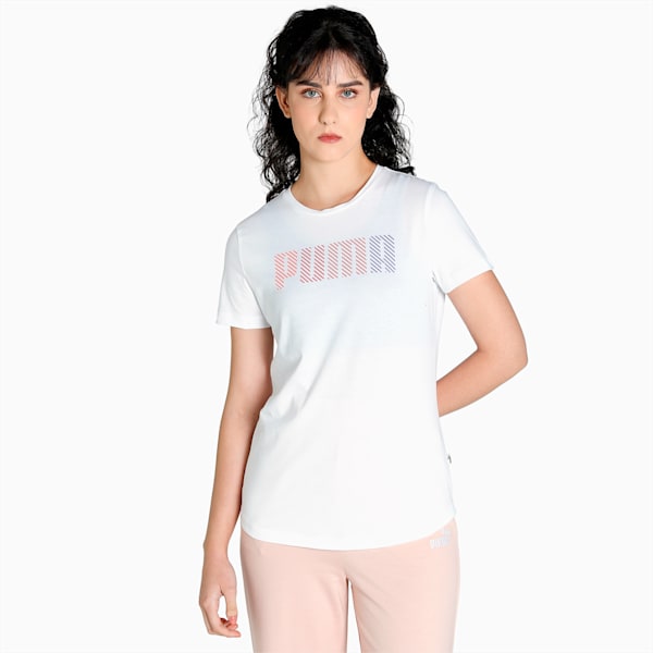 PUMA Multicolor Logo Women's Regular Fit T-Shirt, Puma White, extralarge-IND
