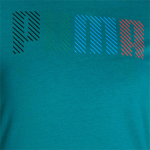 PUMA Multicolor Logo Women's Regular Fit T-Shirt, Teal Green, extralarge-IND