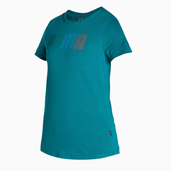 Multicolor Logo Women's Regular Fit T-Shirt, Teal Green, extralarge-IND