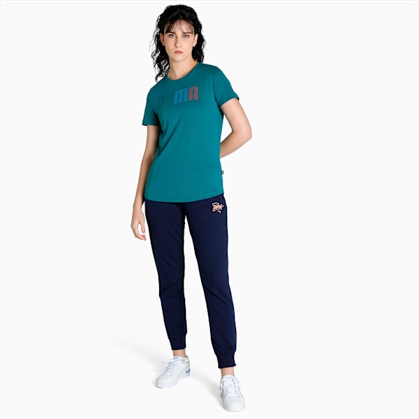 Multicolor Logo Women's Regular Fit T-Shirt, Teal Green, extralarge-IND