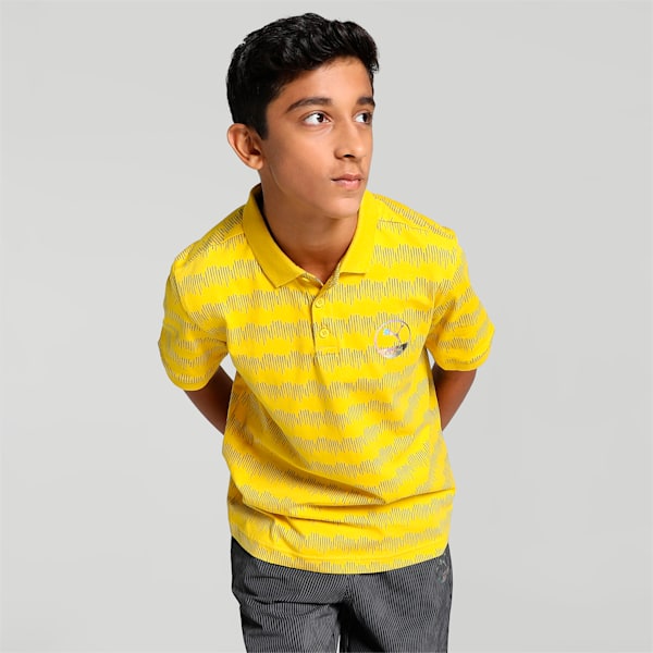 PUMA x one8 Printed Youth Regular Fit Polo, Fresh Pear, extralarge-IND