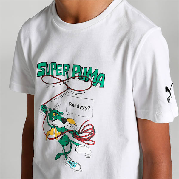 Super PUMA Graphic Youth Regular Fit T-Shirt, PUMA White, extralarge-IND