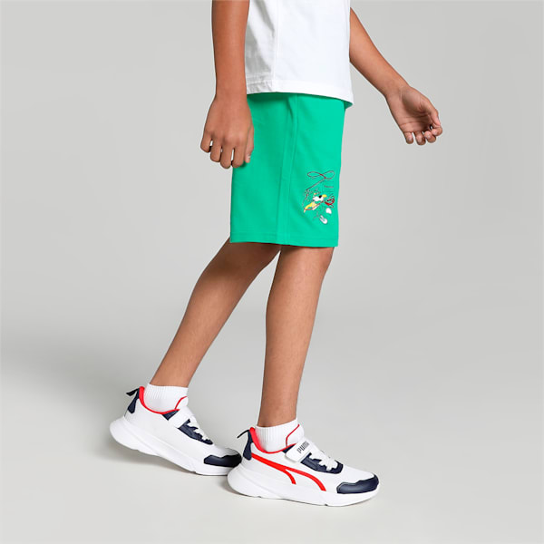 Super PUMA Printed Graphic Youth Shorts, Grassy Green