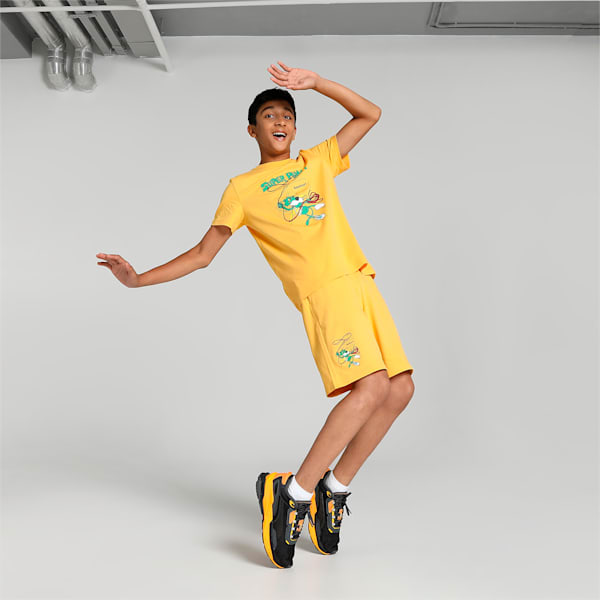 Super PUMA Printed Graphic Youth Shorts, Mustard Seed