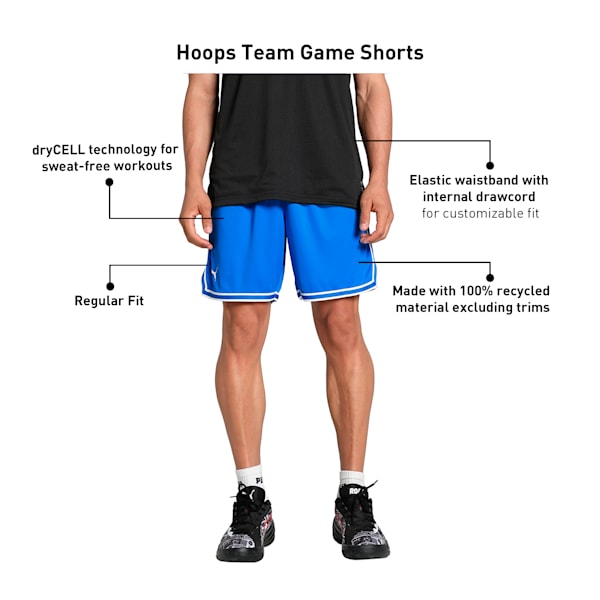 Hoops Team Men's Basketball Shorts, Electric Blue Lemonade, extralarge-IND