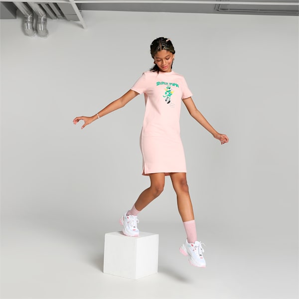 Super PUMA Girl's Graphic Regular Fit Dress, Rose Dust, extralarge-IND