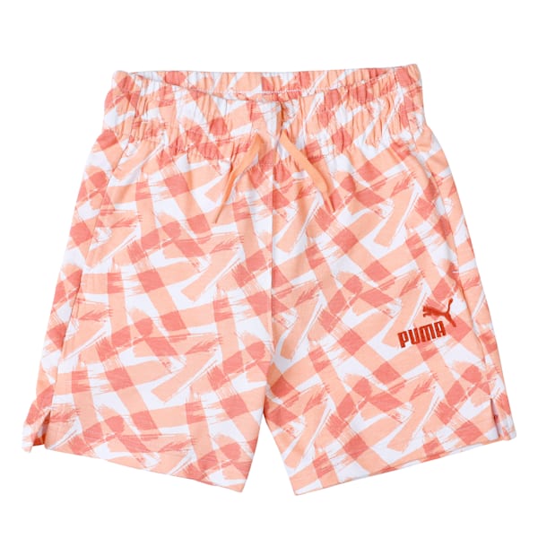 AOP High Waist Youth Shorts, Orange Peach, extralarge-IND