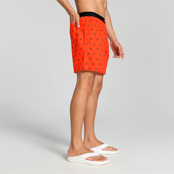 Men's All Over Print Woven Boxers, Cherry Tomato-Puma Black, extralarge-IND